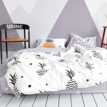 Black White and Gray Pineapple Print Rustic Chic Shabby Chic Abstract Twin, Full Size Bedding Sets