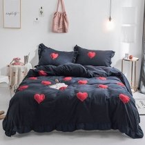 Unusual Dark Blue and Red Victorian Heart Print Simply Shabby Chic Girls Twin, Full, Queen Size Bedding Sets