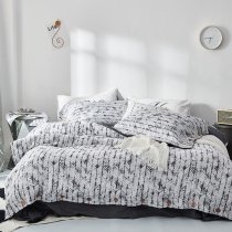 Abstract Black and White Vertical Stripe Print Vintage Shabby Chic Rustic Western Masculine Full, Queen Size Bedding Sets