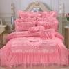 Sparkle Pale Pink Flower and Victorian Heart Romantic Shabby Chic Ruffle and Lace Girls Full, Queen Size Bedding Sets
