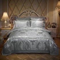 Silver Medieval Rococo Pattern Vintage Bohemian Style Shabby Chic Masculine Full, Queen Size Bedding Sets