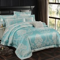 Silver and Teal Fancy Rococo Pattern Royal Style Full, Queen Size Bedding Sets