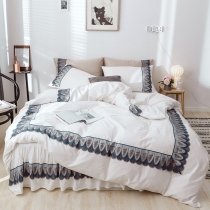 White and Gray Modern Romantic Elegant Twin, Full, Queen Size Bedding Sets