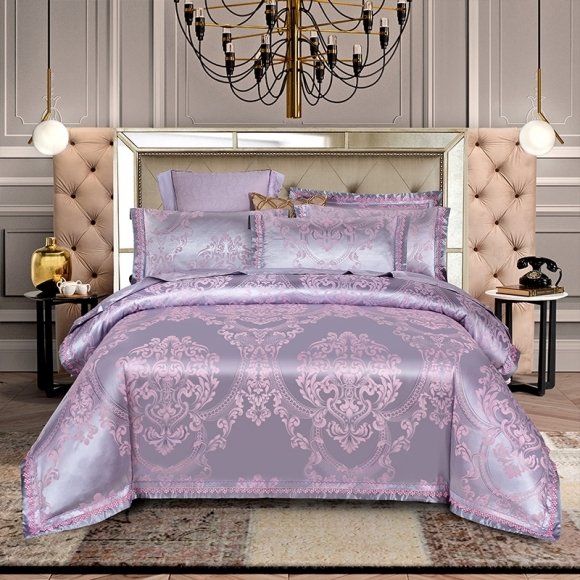 Vintage Fancy Indian Pattern Glitter Jacquard Full, Queen Size Bedding Sets