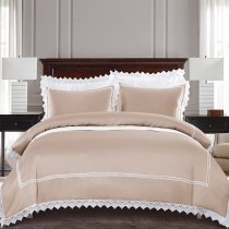 Champagne and White Lace Luxurious Old World Full, Queen Size Bedding Sets