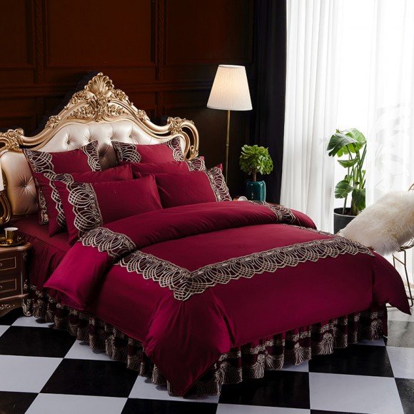 Victorian Lace Design Border Pattern Villa by Noble Excellence Sophisticated Elegant Full, Queen Size Bedding Sets