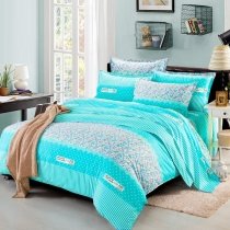 Bright Turquoise White and Pink Monogrammed Polka Dots Camouflage and Vertical Stripe Print Girls Twin, Full Size Bedding Sets