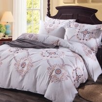 Brown Beige and Gold Gothic Pattern Tribal Print Bohemian Style Full, Queen Size Bedding Sets