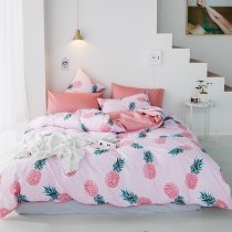 Green and Hot Pink Pineapple Print Hipster Cute Girly Bedding Sets