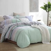 Turquoise Green White and Gray Striped Masculine Boys Bedding Sets