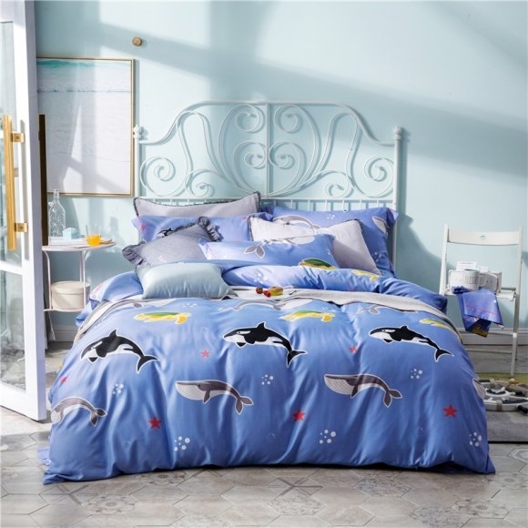 Dolphin Print Ocean Themed Full, Queen Size Bedding Sets
