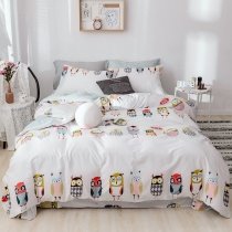 Cute Kids Owl Print Cartoon Animal Twin, Full Size Bedding Sets