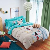 Personalized Tiffany Blue Beige Pink and Red Vintage Union Jack British Flag Print Kids 100% Cotton Twin, Full Size Bedding Sets