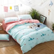 Turquoise White Teal and Blush Pink Ocean Life Tropical Fish and Seahorse Heart Print Kids 100% Cotton Full, Queen Size Bedding Sets
