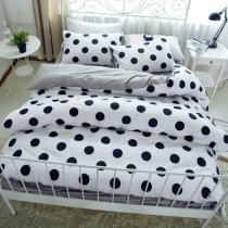 Contemporary Modern Chic Black White and Light Gray Polka Dot Print Elegant Girls 100% Cotton Twin, Full, Queen Size Bedding Sets