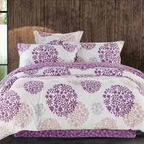 Beautiful Purple White Khaki and Gray Tropical Hawaiian Floral Print Elegant Feminine Twin, Full, Queen Size Bedding Sets