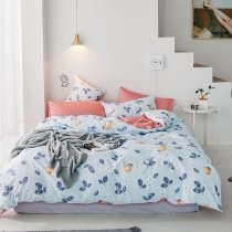Light Blue Coral and Gray Leaf and Orange Print Rustic Chic Bedding Sets