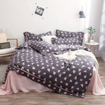 Pale Pink and Gray Love Heart Dot Girls Full, Queen Size Bedding Sets