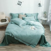 Teal and Turquoise Pinstripe Simply Modern Chic Full, Queen Size Bedding Sets