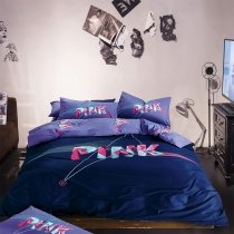 Hipster Pastel Dark Blue Mint Green and Rose Pink 3D Monogrammed Print Unusual 100% Cotton Teen Girls Full Size Bedding Sets