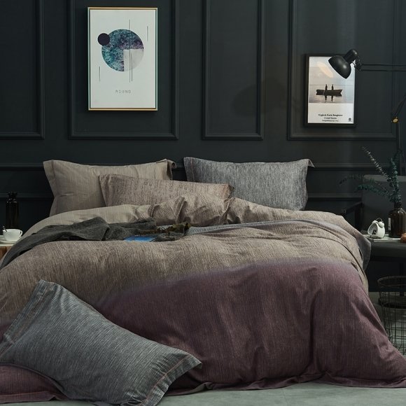 Plain Coffee Brown Solid Color Simply Shabby Chic Luxury Masculine Full, Queen Size Bedding Sets