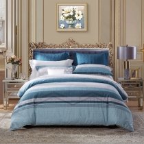 Gray and Blue Striped Masculine Simply Modern Chic Bedding Sets for Adult