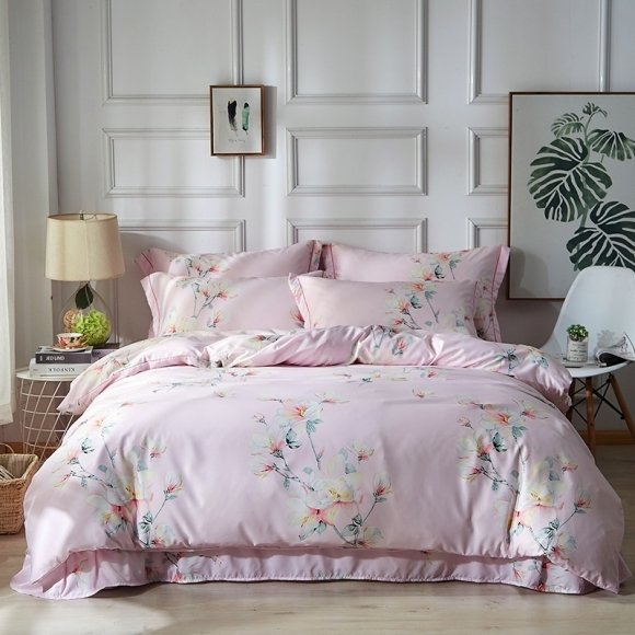 Asian Inspired Wildflower Print Full, Queen Size Bedding Sets ...