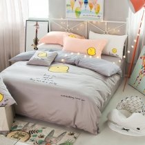 Personalized Black Gray and Yellow Monogrammed Chick Print Cartoon Themed Funny Kids 100% Cotton Twin, Full, Queen Size Bedding Sets