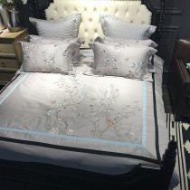 Black Gray and Aqua Blue Embroidered Tree Of Life Bird French Country Simply Shabby Chic Luxury Villa Full, Queen Size Bedding Sets