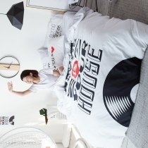 Vogue Black White and Red Disc Print and Monogrammed Hipster Twin, Full Size Bedding Sets for Youth