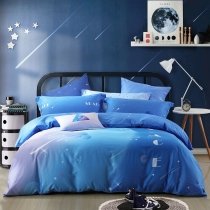 Sparkle Pastel Royal Blue Aqua and Purple Monogrammed Outer Space Galaxy Nebula Print Glow in the Dark Full, Queen Size Bedding Sets