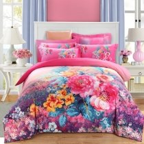 Oriental Colorful Flower Vintage Rustic Chic Full, Queen Size Bedding Sets