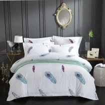Elegant and Romantic Feather Print Twin, Full, Queen Size Bedding Sets