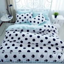 Hipster Black White and Aqua Blue Polka Dot Print Elegant Girls Boutique Eco-friendly 100% Cotton Twin, Full, Queen Size Bedding Sets