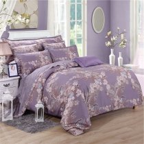 Vintage Pastel Purple Brown and Beige Wildflower Print Rustic Chic 100% Egyptian Cotton Full, Queen Size Bedding Sets
