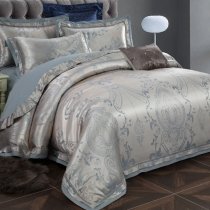Silver and Gray Victorian Gothic Pattern Retro Style Royal Style Jacquard Satin Full, Queen Size Bedding Sets