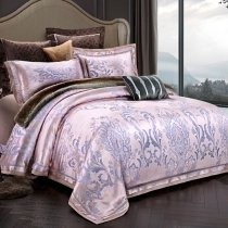 Silver and Blue Medieval Gothic Pattern Glam Style Old World Jacquard Full, Queen Size Bedding Sets