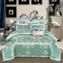 Tiffany Blue and Gold Fancy Bohemian Baroque Style Full, Queen Size Bedding Sets