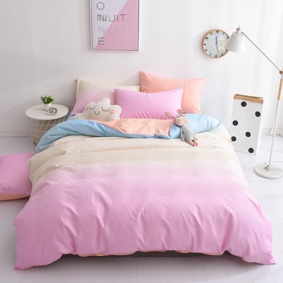 Candy Color Ombre Pastel Style Elegant Twin, Full, Queen Size Bedding Sets
