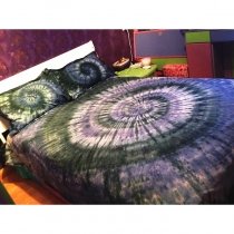 Blue Grey and White Tie Dyed Handmade Hippie Bohemian Style Shabby Chic 100% Cotton Twin, Full, Queen Size Bedding Sets