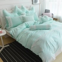 Victorian Lace Design Mint Green and White Romantic Feminine Feel Elegant Girls Twin, Full, Queen Size Bedding Sets