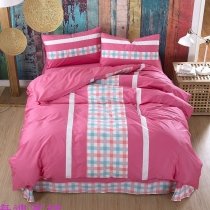 Hot Pink White and Blue Gingham Plaid Print Scottish Style Contemporary Modern Chic Girls Twin, Full, Queen Size Bedding Sets