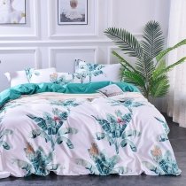 Turquoise and White Leaf French Country Chic Full, Queen Size Bedding Sets