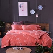 Orange-red Wildflower Luxury Egyptian Cotton Full, Queen Size Bedding Sets