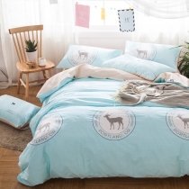 Hipster Aqua Blue Cream and Brown Monogrammed with Deer Print Personalized Boys 100% Cotton Twin, Full, Queen Size Bedding Sets