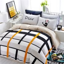 Gorgeous Black White Gray and Bright Orange Window Pane Plaid Print Simply Modern Chic Soft 100% Cotton Twin, Full Size Bedding Sets