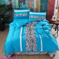 Luxury Sexy Black White and Sky Blue Leopard Print Jungle Safari Animal Themed Twin, Full, Queen Size Bedding Sets