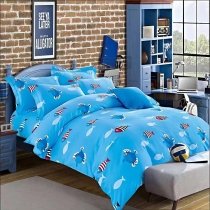 Ocean Animal Themed Blue Red and White Tropical Fish Print Marine Life Tween Boys Girls Twin, Full, Queen Size Bedding Sets