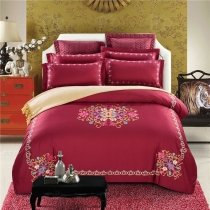 Burgundy Gold Pink and Blue Tribal Ethnic Pattern Beautiful Luxury Full, Queen Size Bedding Sets
