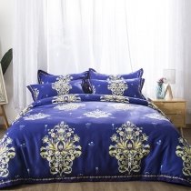 Royal Blue and Gold Victorian Gothic Style Fancy Twin, Full, Queen Size Bedding Sets